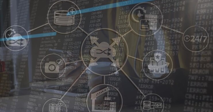 Animation of connections with icons and data processing