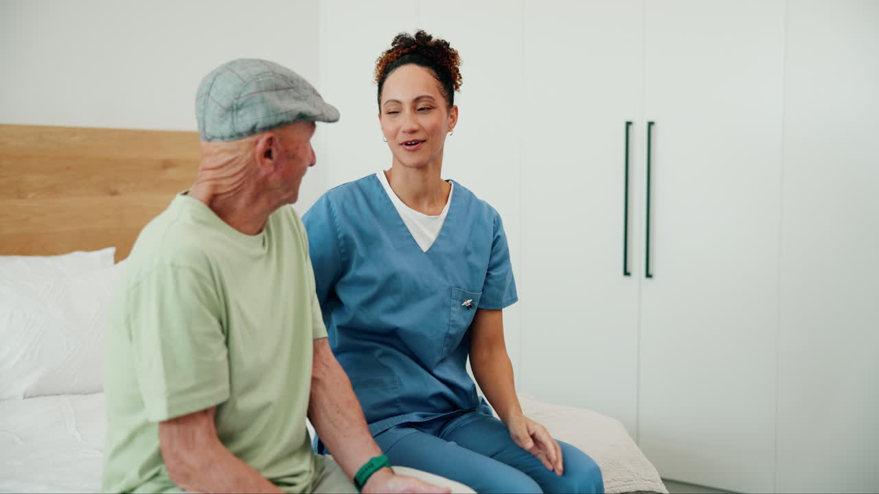 Caregiver helping elderly man