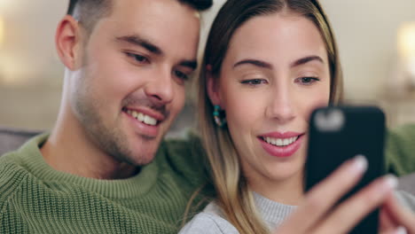 Talking,-laughing-and-a-couple-with-a-phone