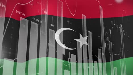animation of data processing over flag of libya