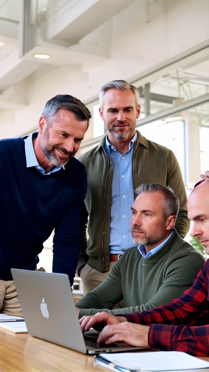 Group of adult people working together on a project in an office of a startup company