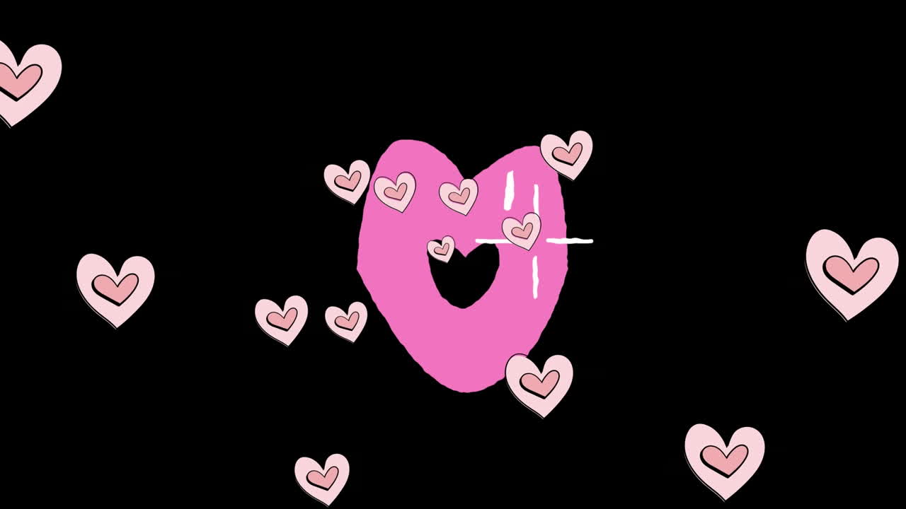검은 바탕에 심장과 입술의 애니메이션