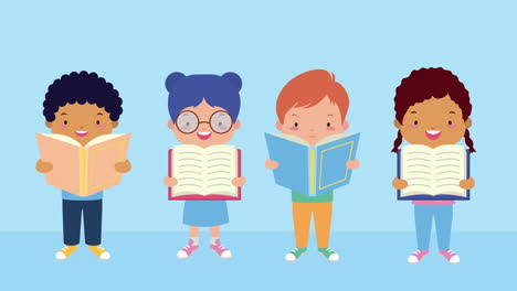 celebración del día mundial del libro con niños pequeños leyendo
