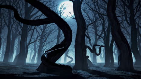 spooky moonlit forest