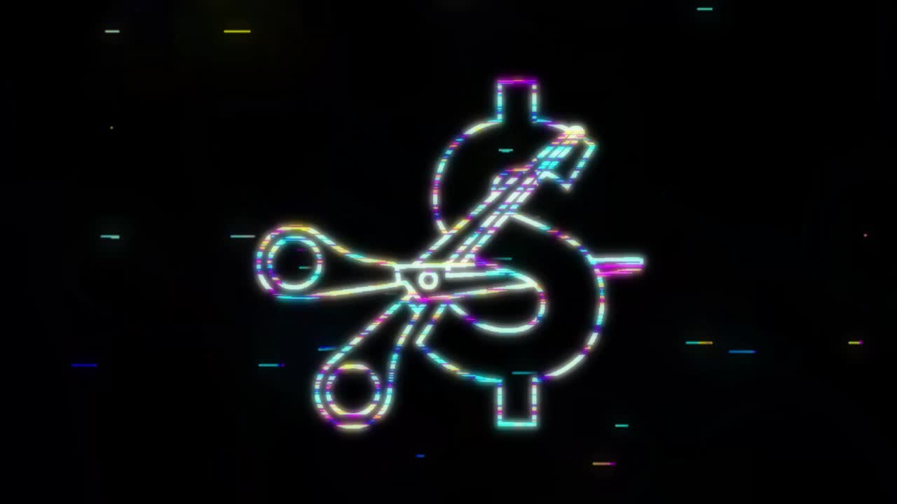 precio cortado en estilo glitch. gráfico de movimiento, personaje de dibujos animados