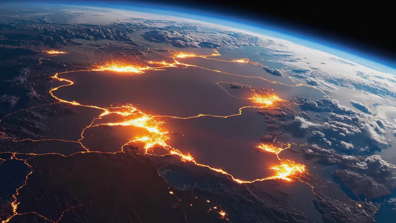 la tierra por la noche desde el espacio