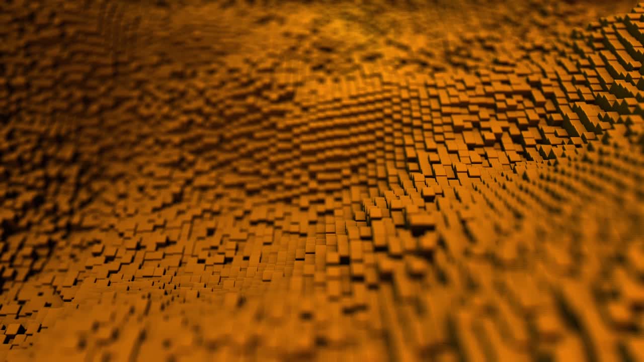 ondas en el ciberespacio de formas cúbicas. animación. fondo abstracto con animación de la superficie ondulada de cubos. bucle sin costuras