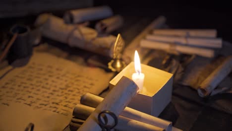 candlelight burning in historical period place.