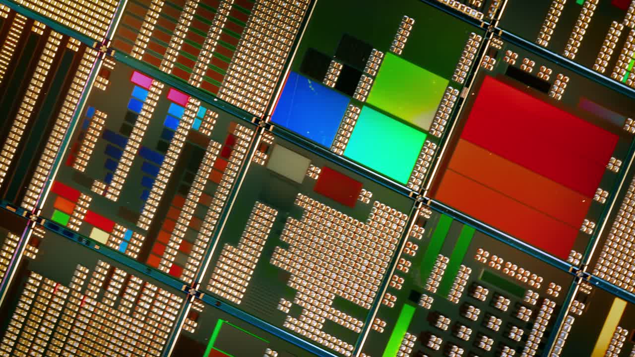 Silicon semiconductor wafer with integrated circuit die mosaic pattern