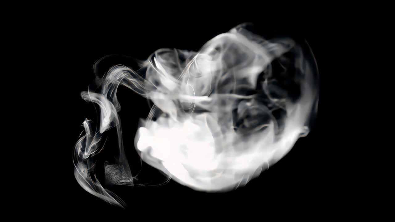 White smoke animated overlay, transparent 4K video, alpha channel, ProRes 4444