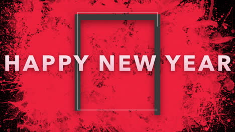 Happy-New-Year-with-red-art-brush-in-black-frame