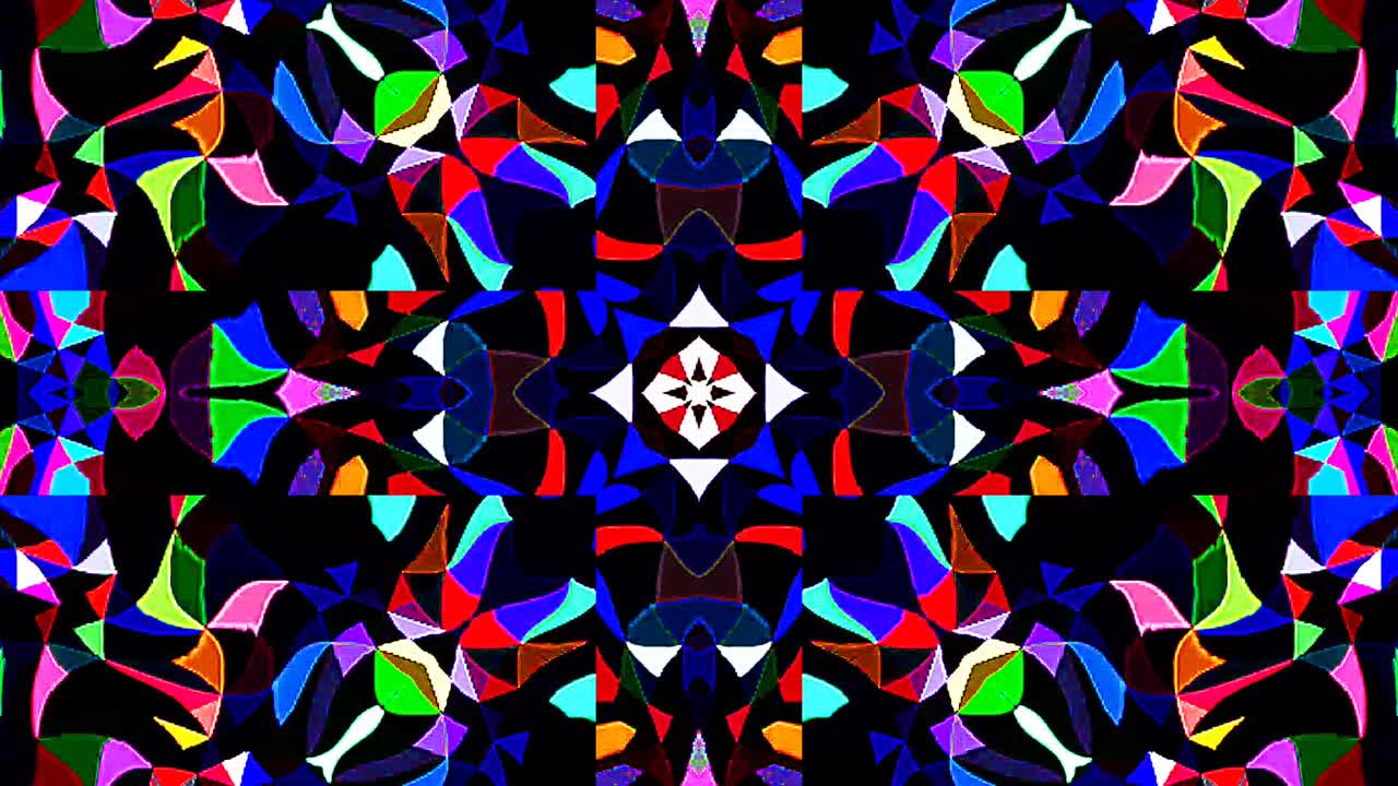 아름답고 추상적인 칼레도스코프, 빛나는 빛, 미묘한 움직임을 조절하는 빛.