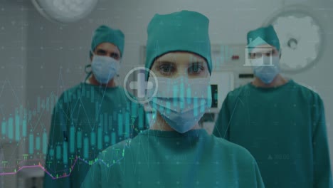 Animation-of-statistical-data-processing-over-team-of-surgeons-in-operation-theatre-at-hospital