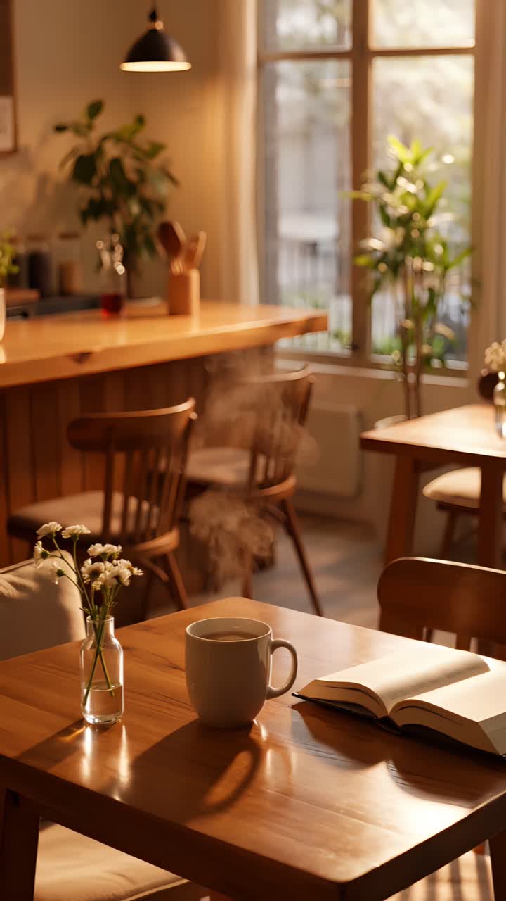 Interno di caffè estetico con atmosfera accogliente 4K