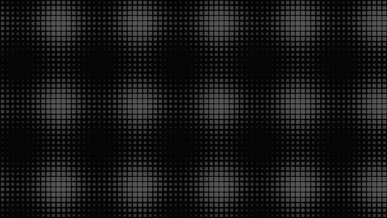 Minimalist monochromatic halftone grid background featuring a subtle undulating pattern of rounded grey squares on black, ideal for tech backdrops