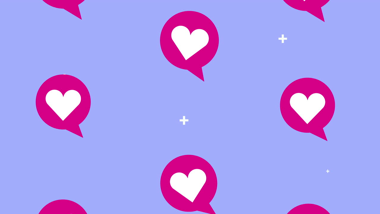 social media technology with hearts in speech bubbles rain
