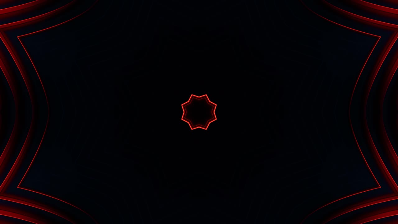 fondo rojo y negro con patrón de estrella en el centro. ciclo de caleidoscopio vj