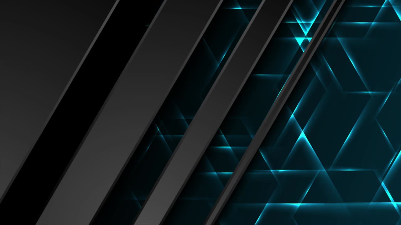 diseño de movimiento de alta tecnología abstracto negro con hexágonos brillantes de neón