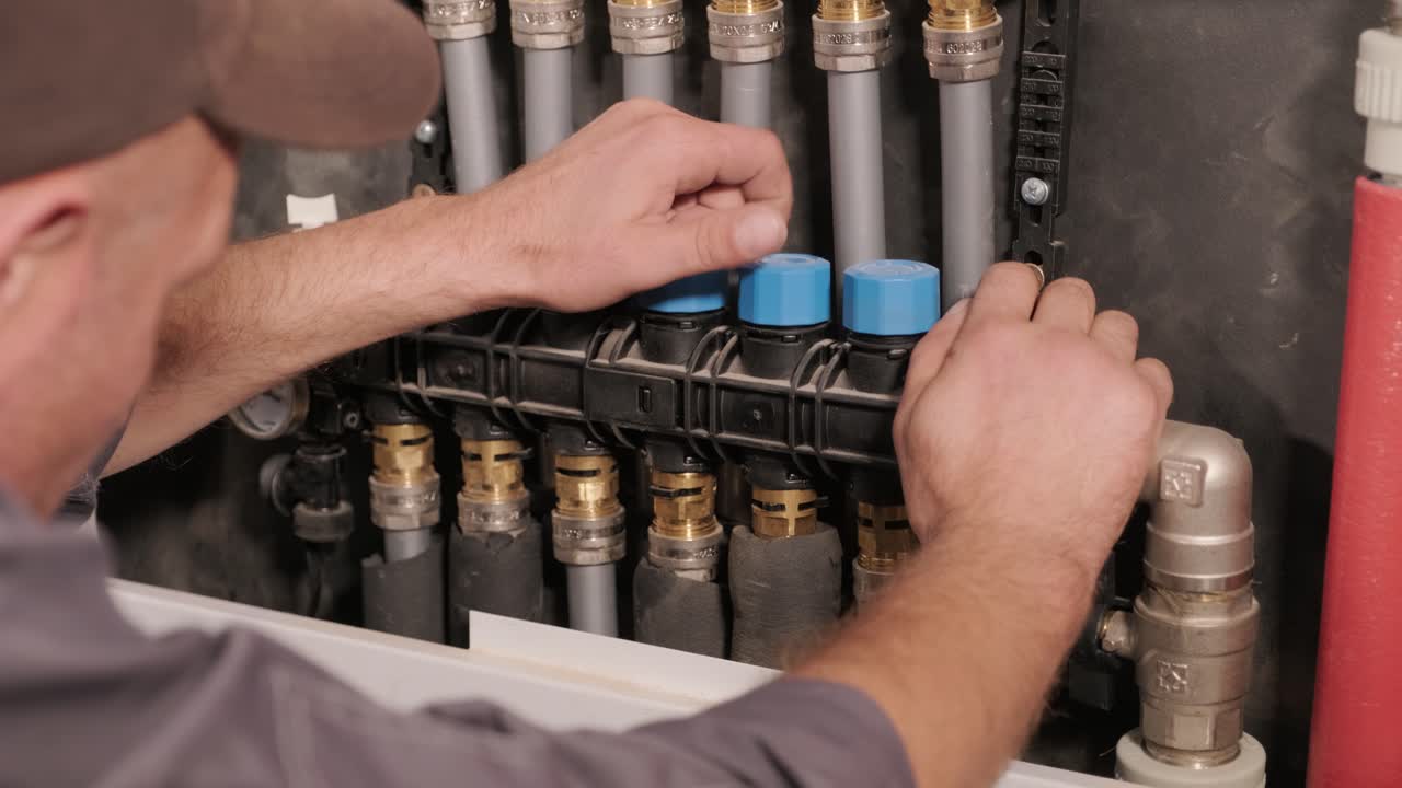 técnico de hvac instala sistemas de calefacción, ventilación y aire acondicionado