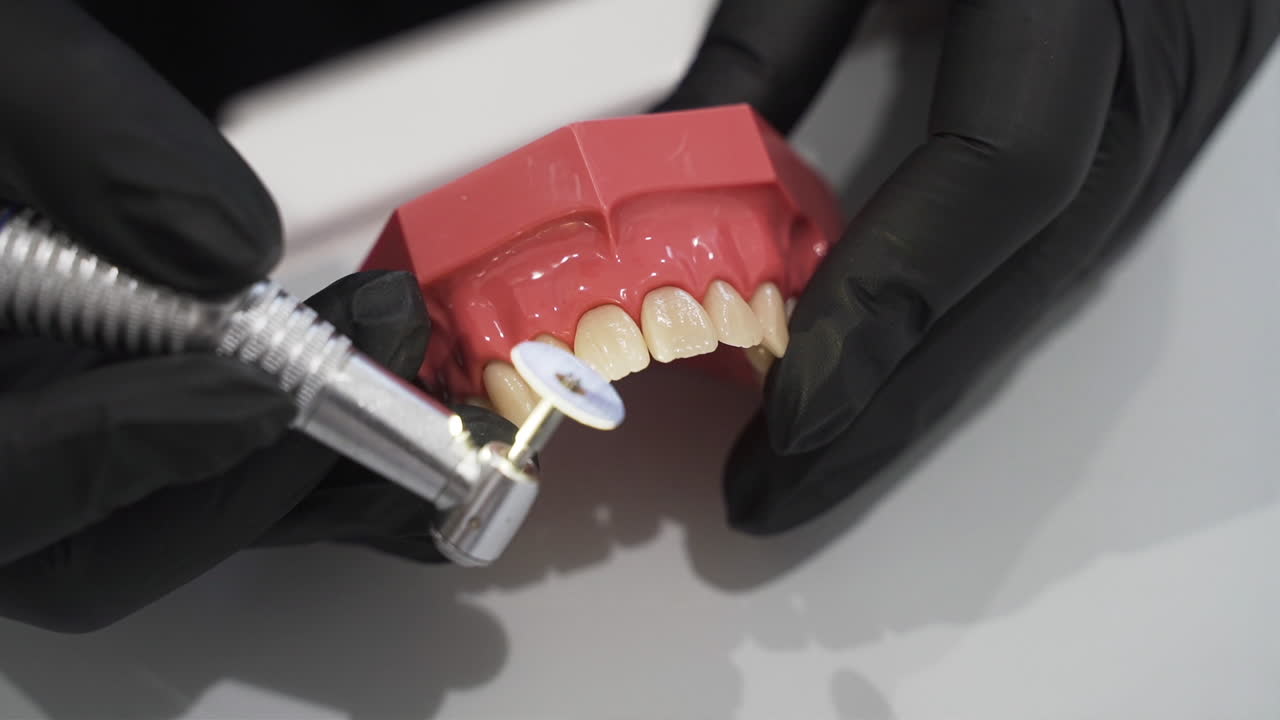 의치에 대한 복합 마무리 연마 디스크 시연 - 높은 각도 클로즈업