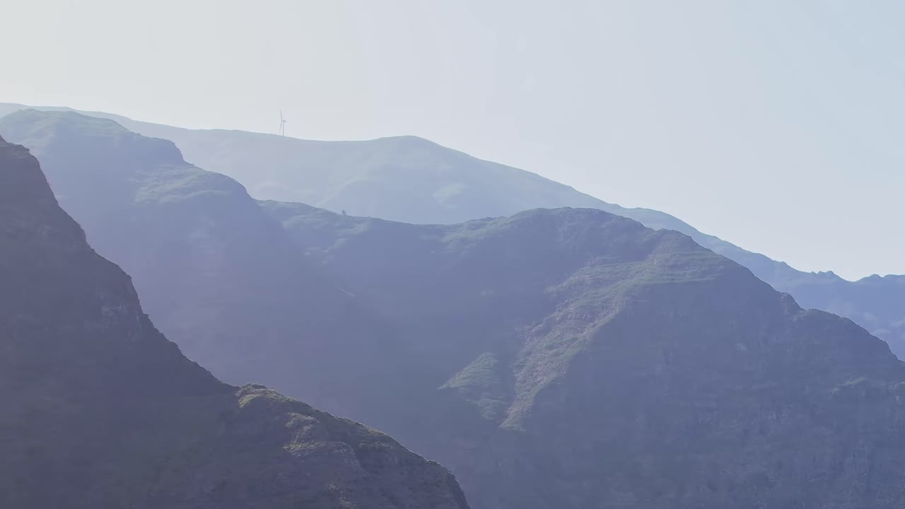 Breathtaking aerial view of Madeira's mountains captured by a drone