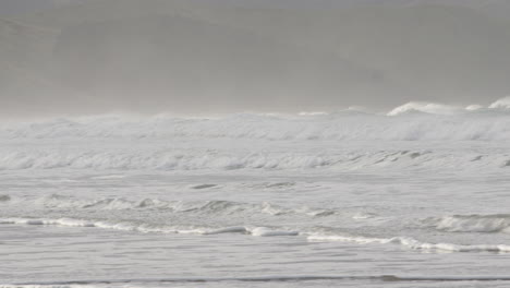 perfect waves at a beautiful seascape in castle point, new zealand