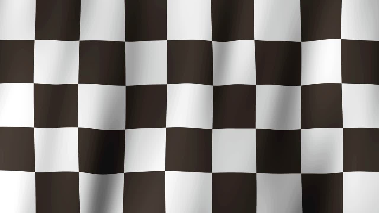 Checkered finish racing flag waving. Loopable. CGI animation.