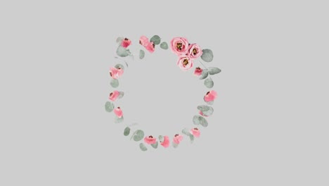 animación de flores rosadas girando en movimiento hipnótico sobre un fondo gris