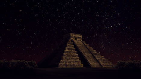 pyramid mexico at night