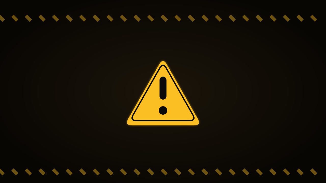 Animated Yellow Warning Sign on Dark Background