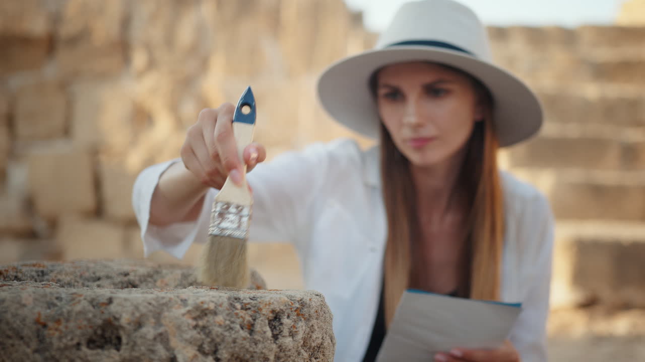 arqueólogo que trabaja en ruinas antiguas