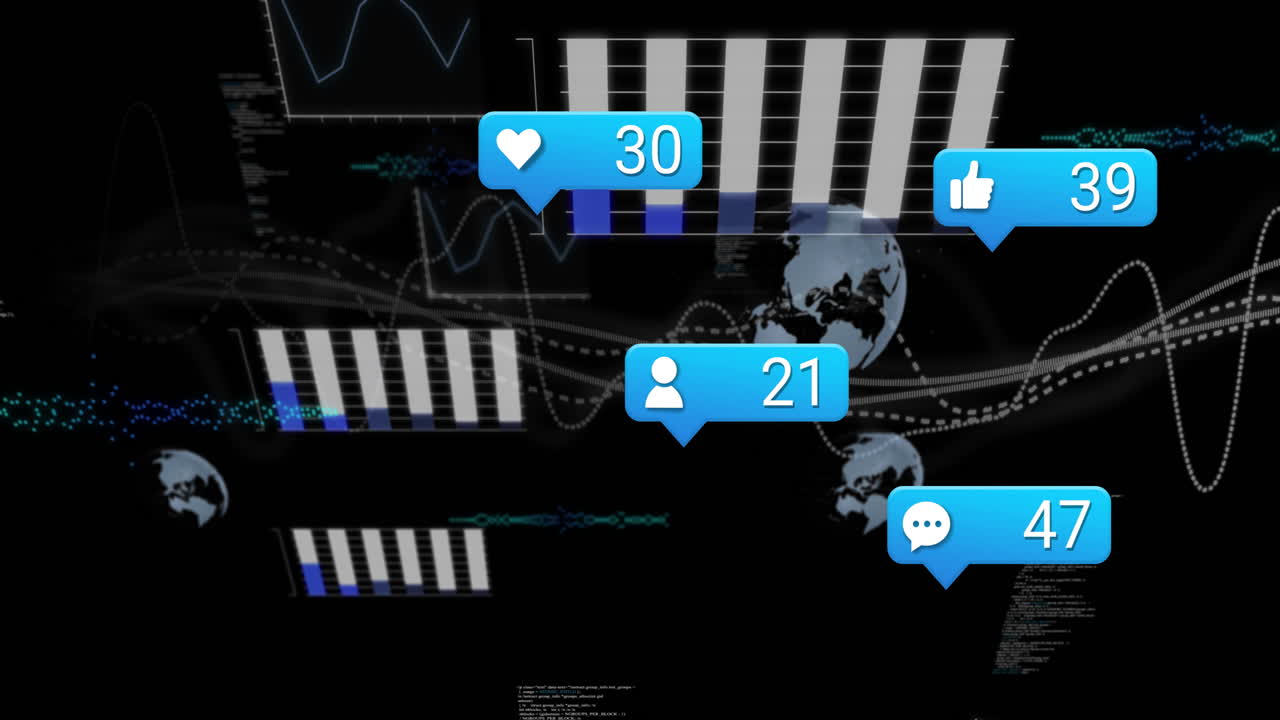 연결 네트워크와 글로브를 통해 디지털 데이터 처리의 애니메이션