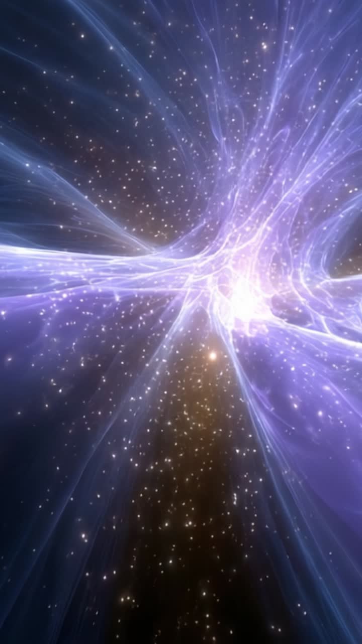 A Stunning Visual Representation of Cosmic Energy Flowing Through the Universe, Showcasing Stars and Ethereal Light Waves in a Captivating Space Scene