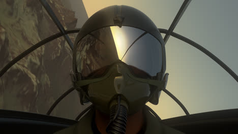 closeup of a pilot in a fighter jet cockpit