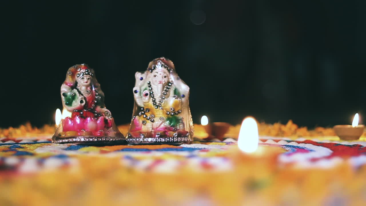 Diwali celebration with lamps and decorations