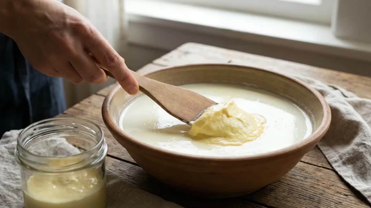 Míchání ingrediencí v míse