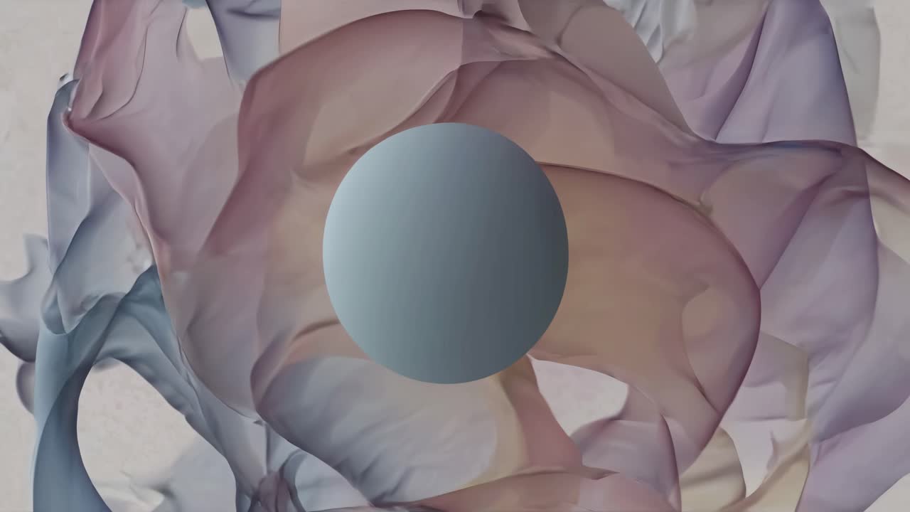 Abstract Art with Fluid Fabric and Sphere