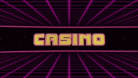 casino title animated retro futuristic 80s 90s style. animation squares and retro background