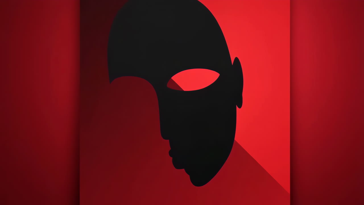 Abstract Red and Black Mask Silhouette