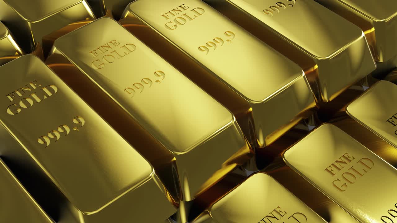 los lingotes de oro animación en 3d