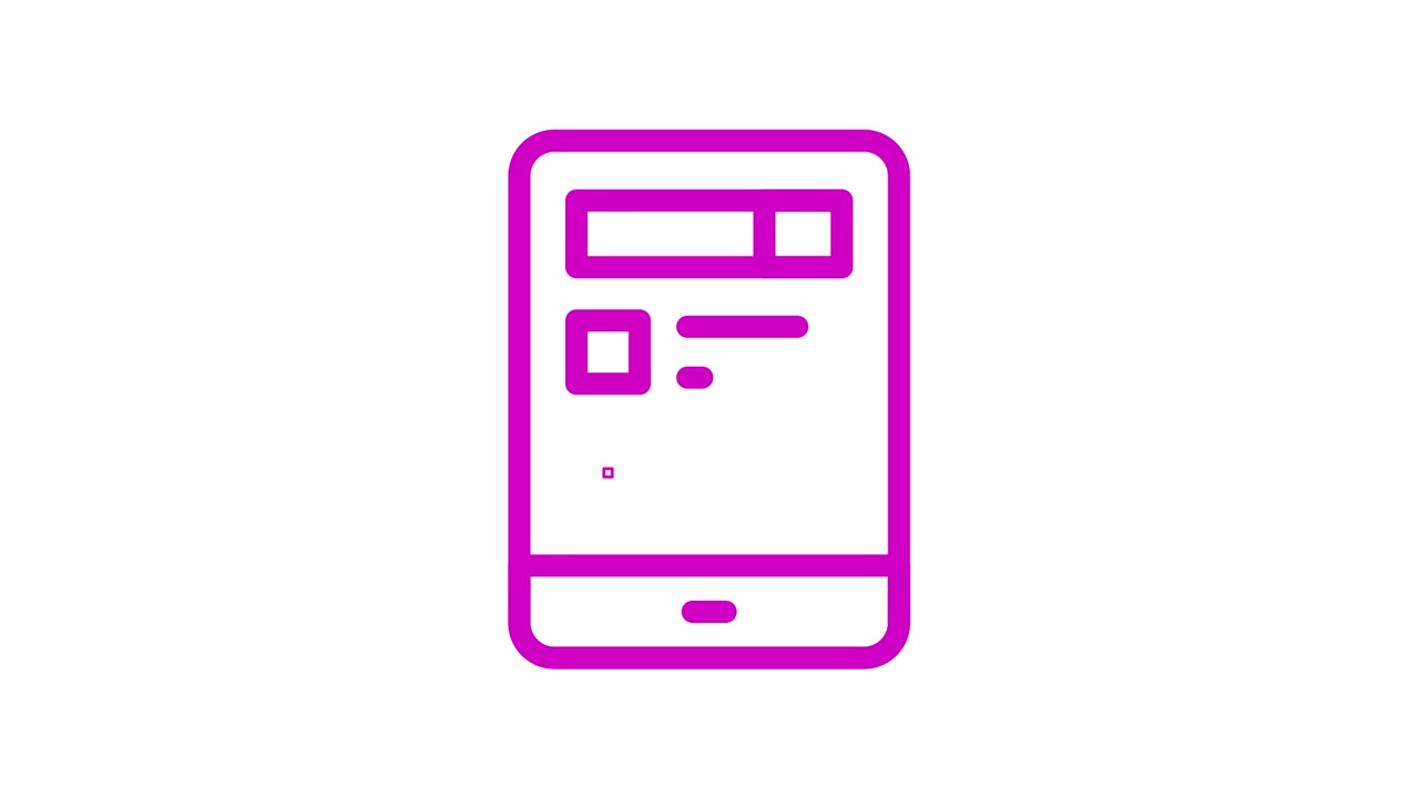 Animated Magenta Smartphone Icon with Scrolling UI Elements