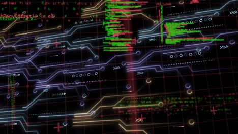 animation of data processing over computer circuit board