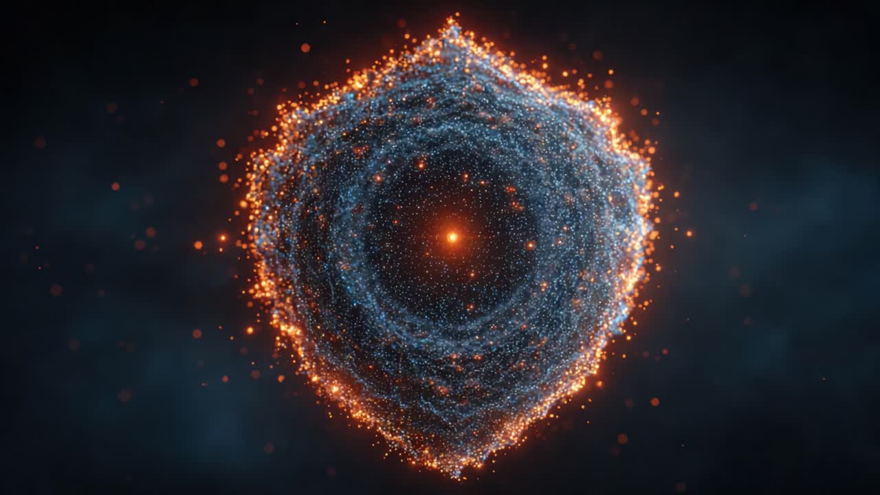 A Captivating Visualization of Cosmic Energy and Formation, Showcasing a Hexagonal Pattern with Radiating Light and Particle Dynamics in a Stunning Celestial Background