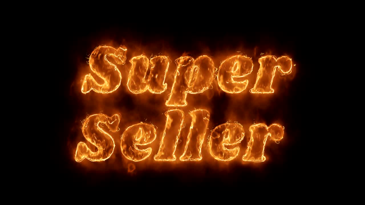 Super Seller Word Hot Animated Burning Realistic Fire Flame Loop.