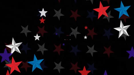 animation of stars of united states of america on black background