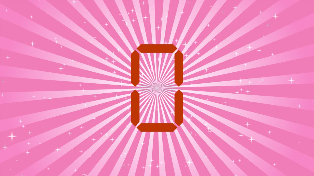 cuenta atrás para 5 a 1 en un círculo de sol y estrellas brillantes de movimiento.