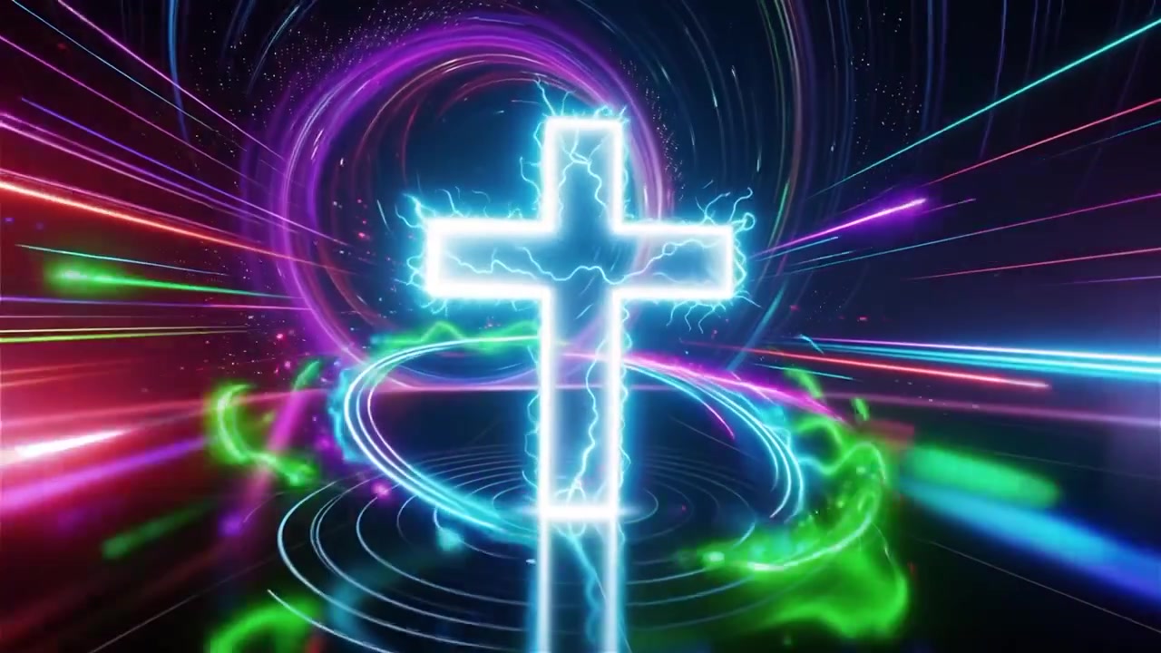 Cruz Cristiana con Luz Celestial, Fondo para Adoración.