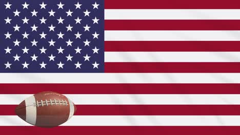 usa flag waving and american football ball rotates, loop