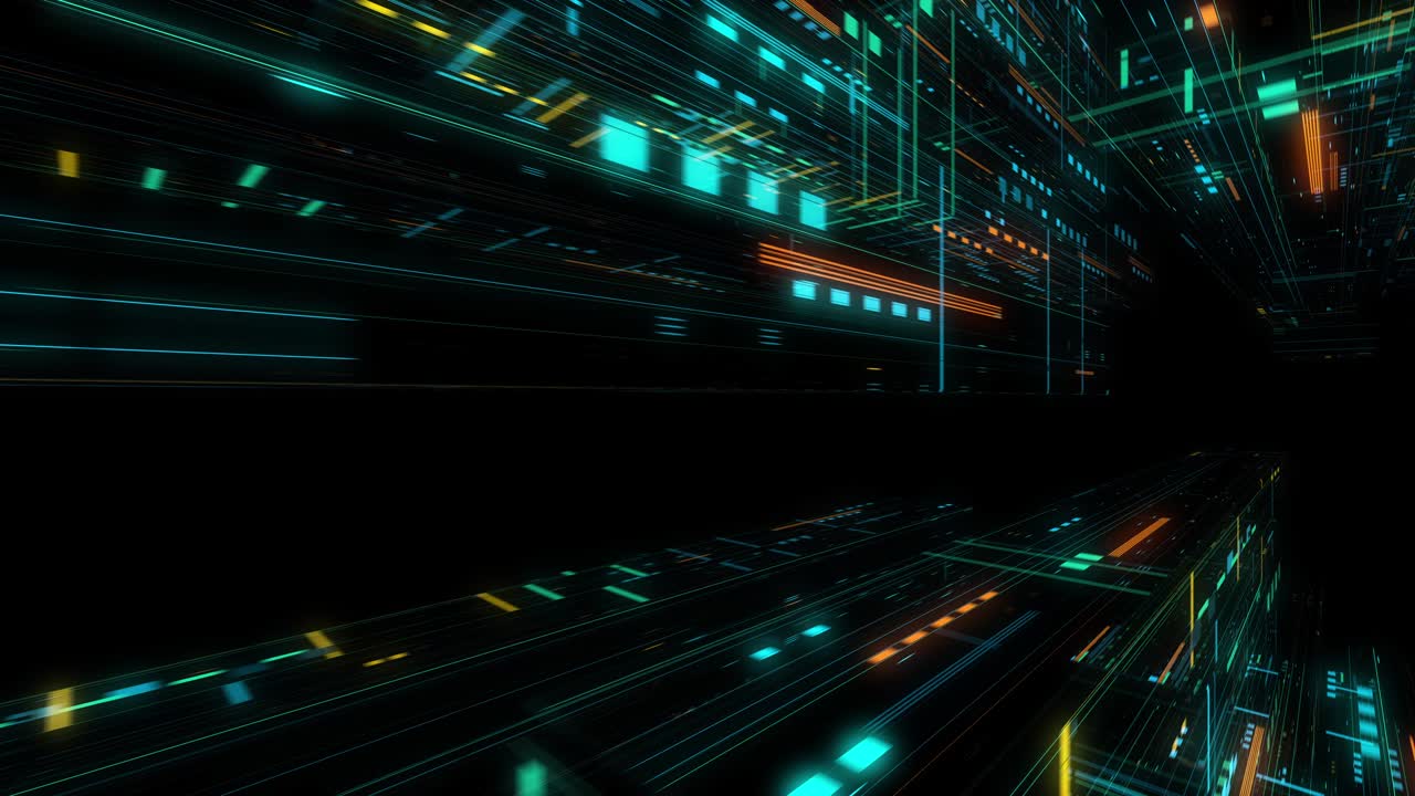 la inteligencia artificial y el aprendizaje automático abstract concept, cpu gpu núcleo de computación con flujos de información. máquina de computación de aprendizaje profundo de datos. bucle sin costuras, renderización 3d g