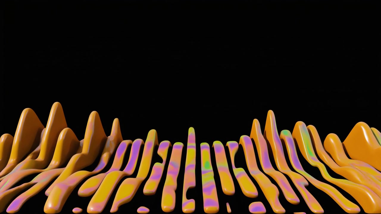 Abstract 3D Animation of Rising and Falling Liquid Orange Waves